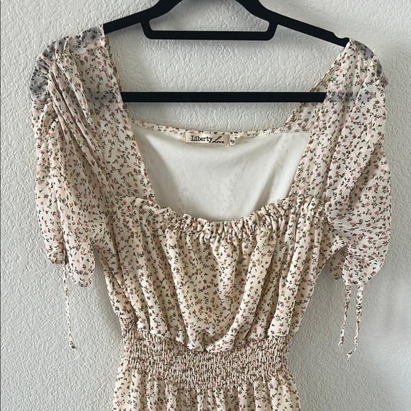 Liberty Love Tan Puff Sleeve Sundress - Picture 2 of 16